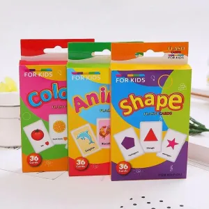 36Pcs Kids Cognitive Shape Animal Colorful Teaching Card Flash Puzzle Infant Early Education Learning Toy Gifts for Children