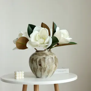 Bulk 15" White Magnolia Stem Real Touch Flowers Artificial Wholesale