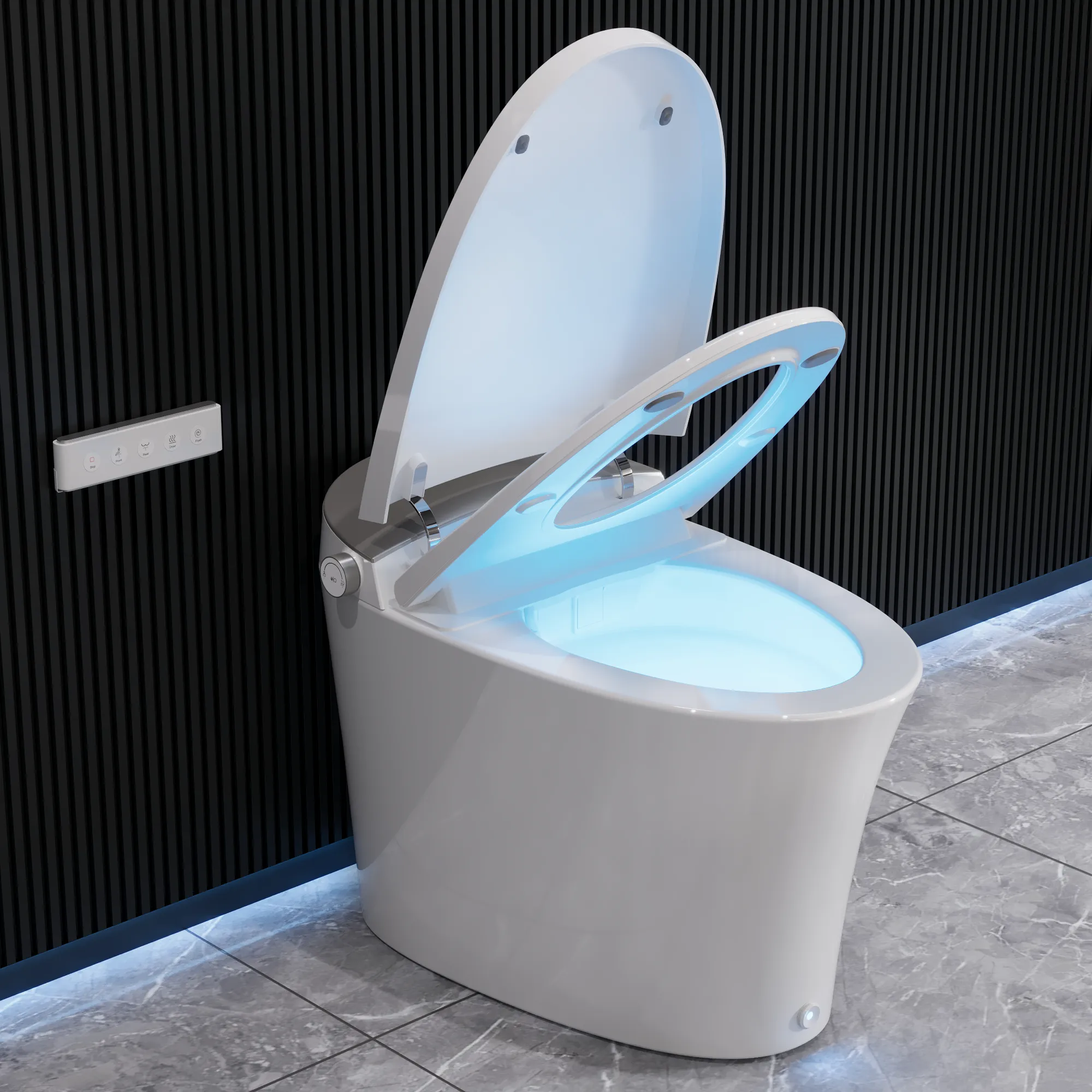 DeerValley DV-1S0150/DV-1S0150-V3 Tankless Smart Toilet,Off-seat Auto Flush,Foot Kick Flush,Night Light,Modern Elongated Toilet with Warm Water