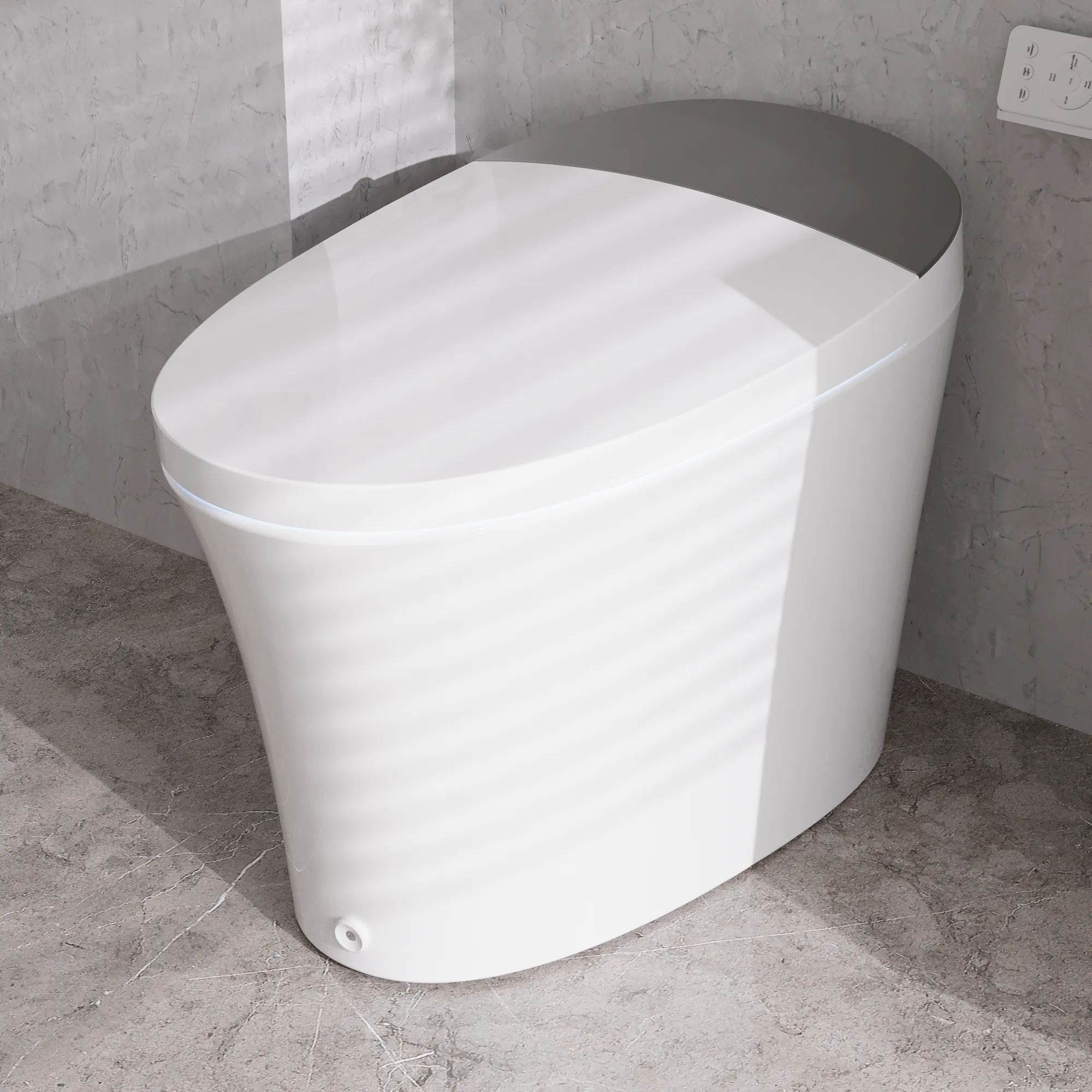 DeerValley DV-1S0150/DV-1S0150-V3 Tankless Smart Toilet,Off-seat Auto Flush,Foot Kick Flush,Night Light,Modern Elongated Toilet with Warm Water