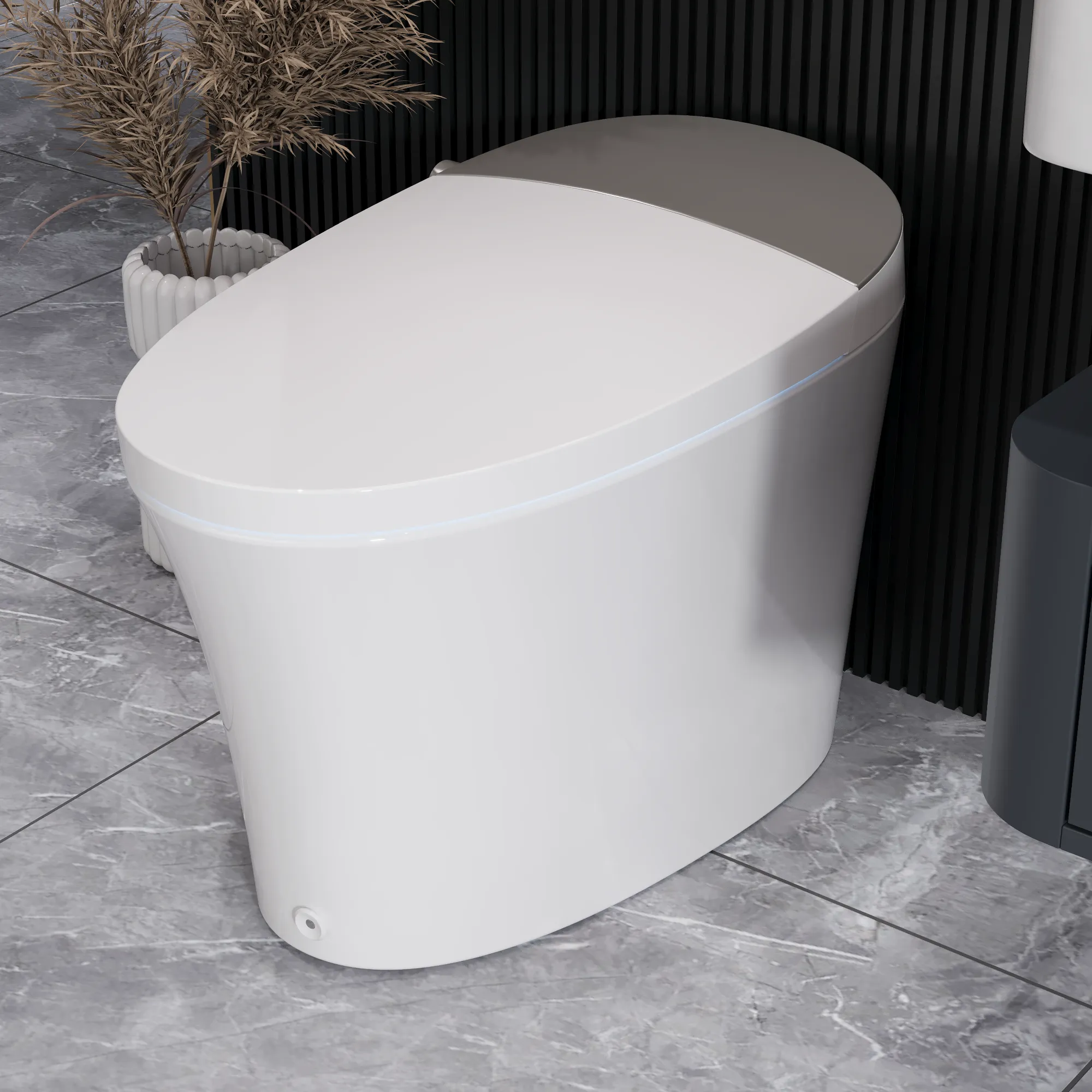 DeerValley DV-1S0150/DV-1S0150-V3 Tankless Smart Toilet,Off-seat Auto Flush,Foot Kick Flush,Night Light,Modern Elongated Toilet with Warm Water