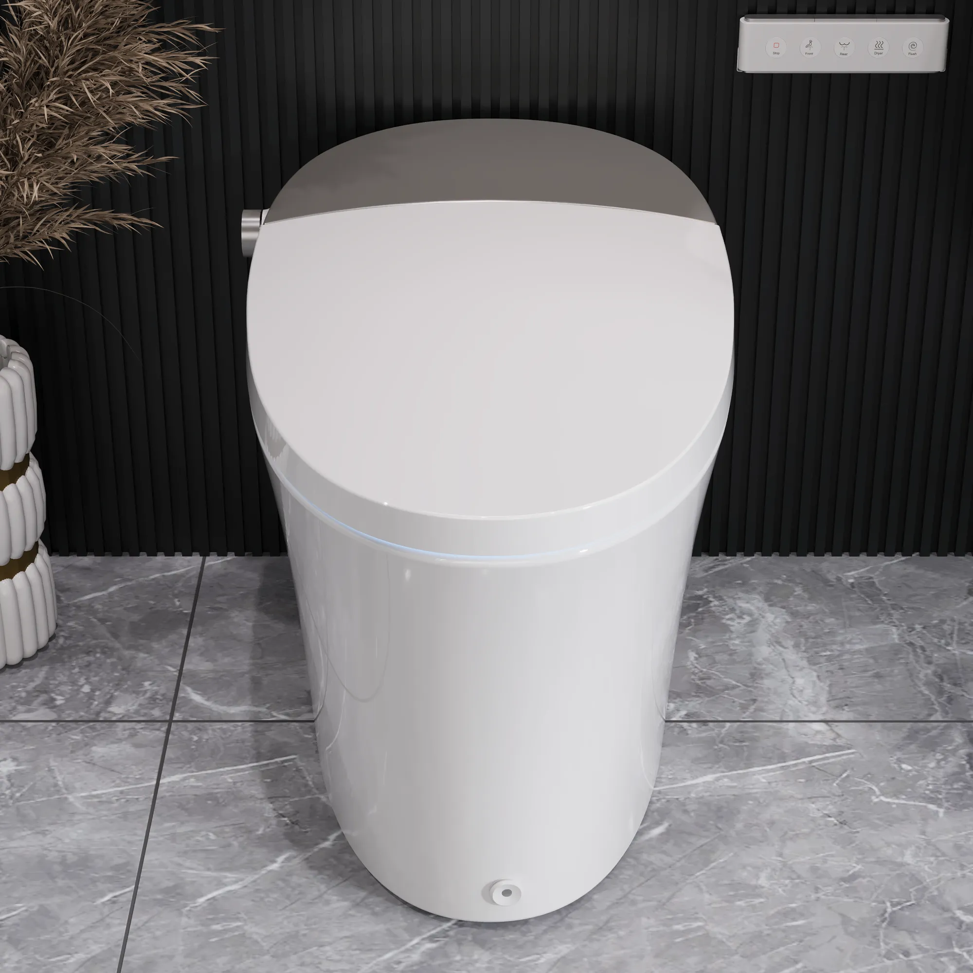 DeerValley DV-1S0150/DV-1S0150-V3 Tankless Smart Toilet,Off-seat Auto Flush,Foot Kick Flush,Night Light,Modern Elongated Toilet with Warm Water