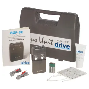 Drive Medical agf-3e Portable Dual Channel TENS Unit with Electrodes and Carry Case