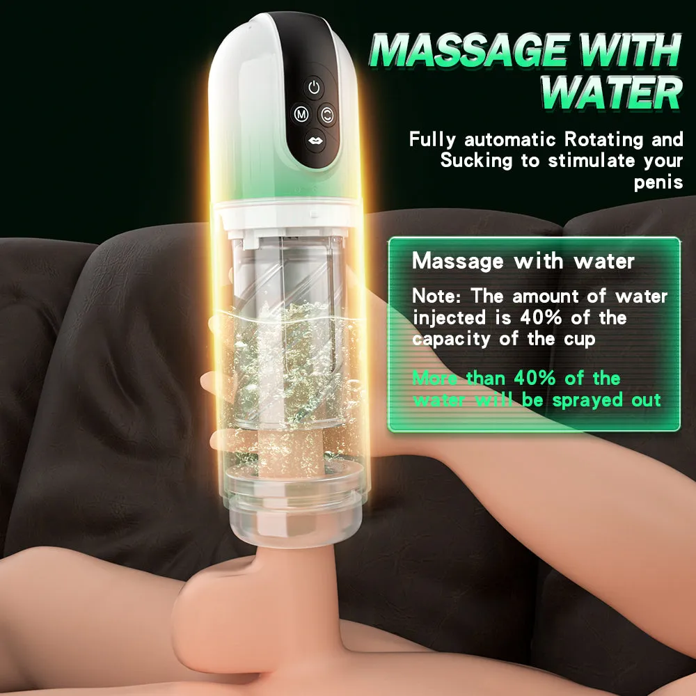 Male Masturbator Blowjob Machine - Water Vacuum Sucking Rotation Masturbation Cup Sex Toys for Men