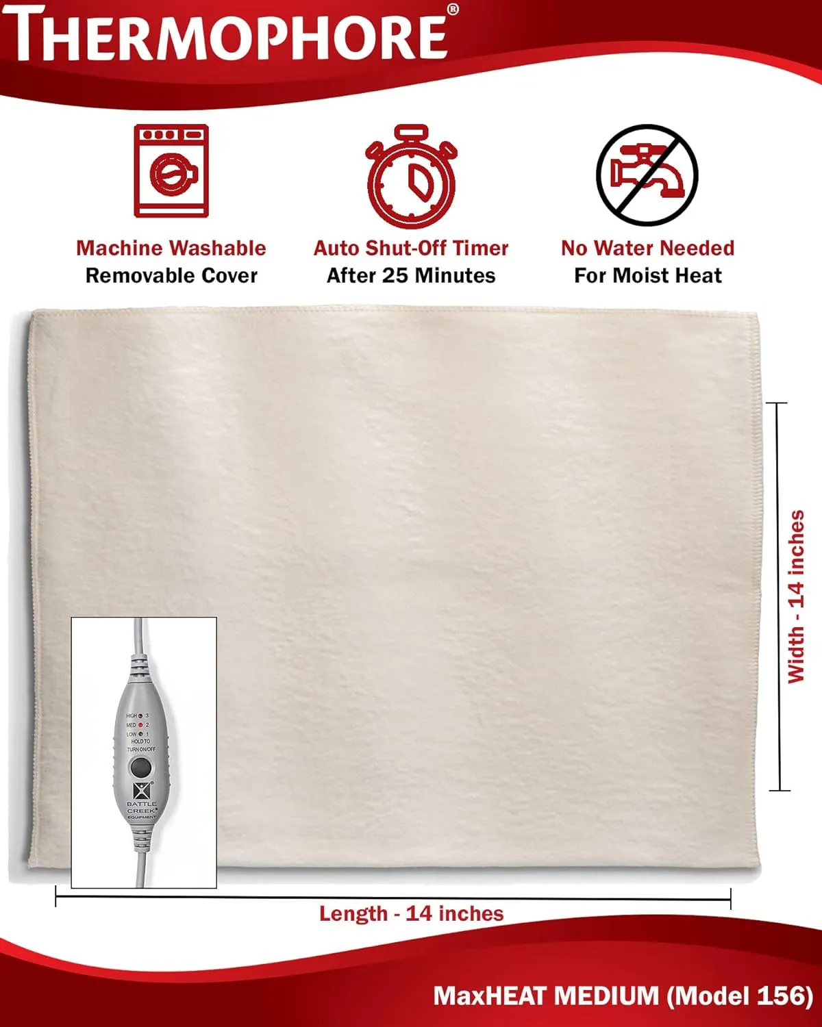 Thermophore Arthritis Pad Moist Heat (Model 156) 14"x14"